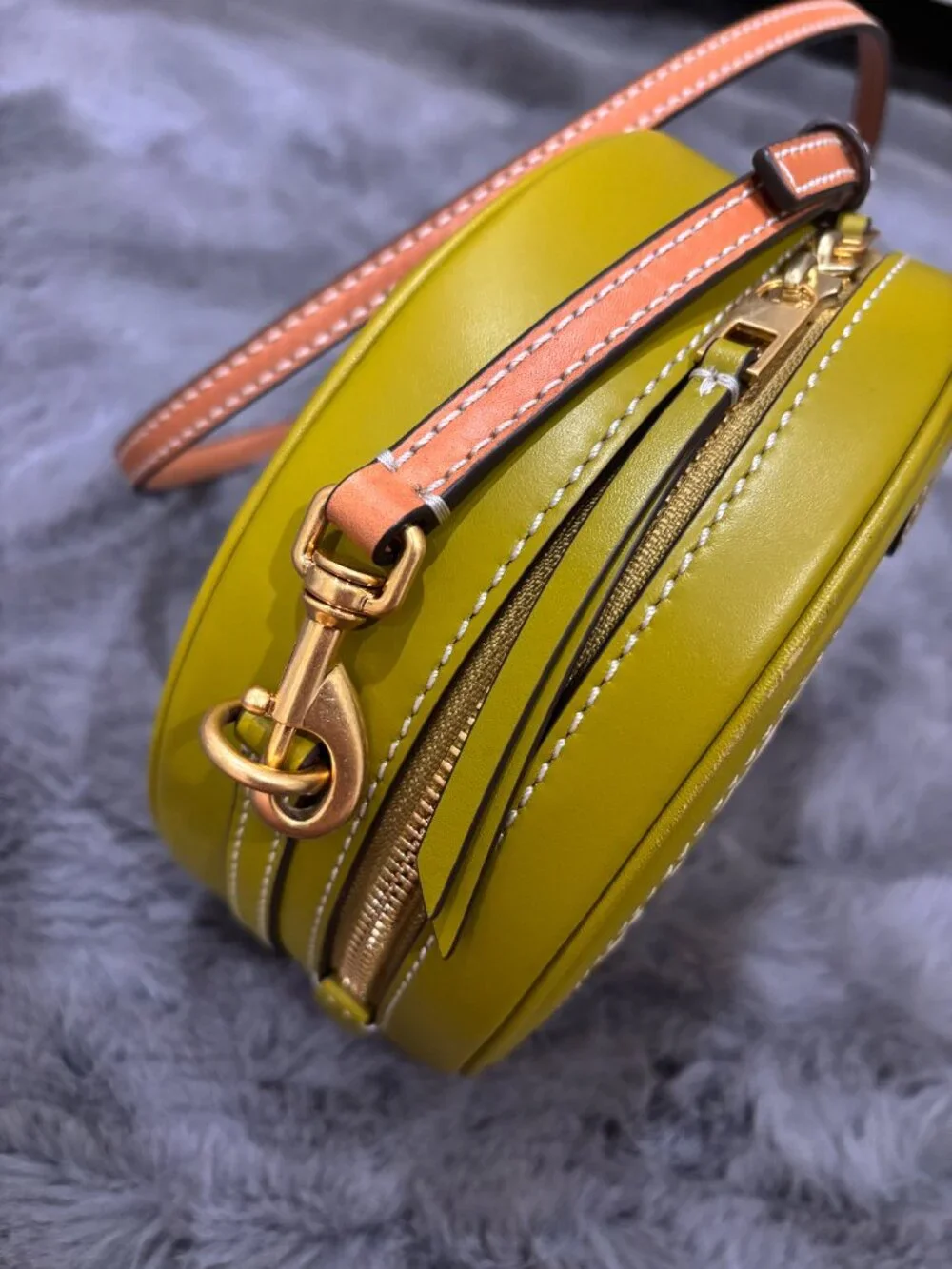 NEW Tory Burch Circle Crossbody Bag Moon T Monogram Leather Lime Olive Green
